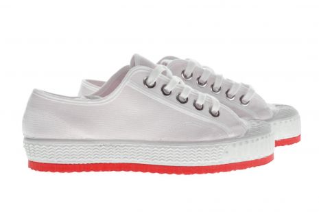 Cebo White Low Sneaker - Red Outsole